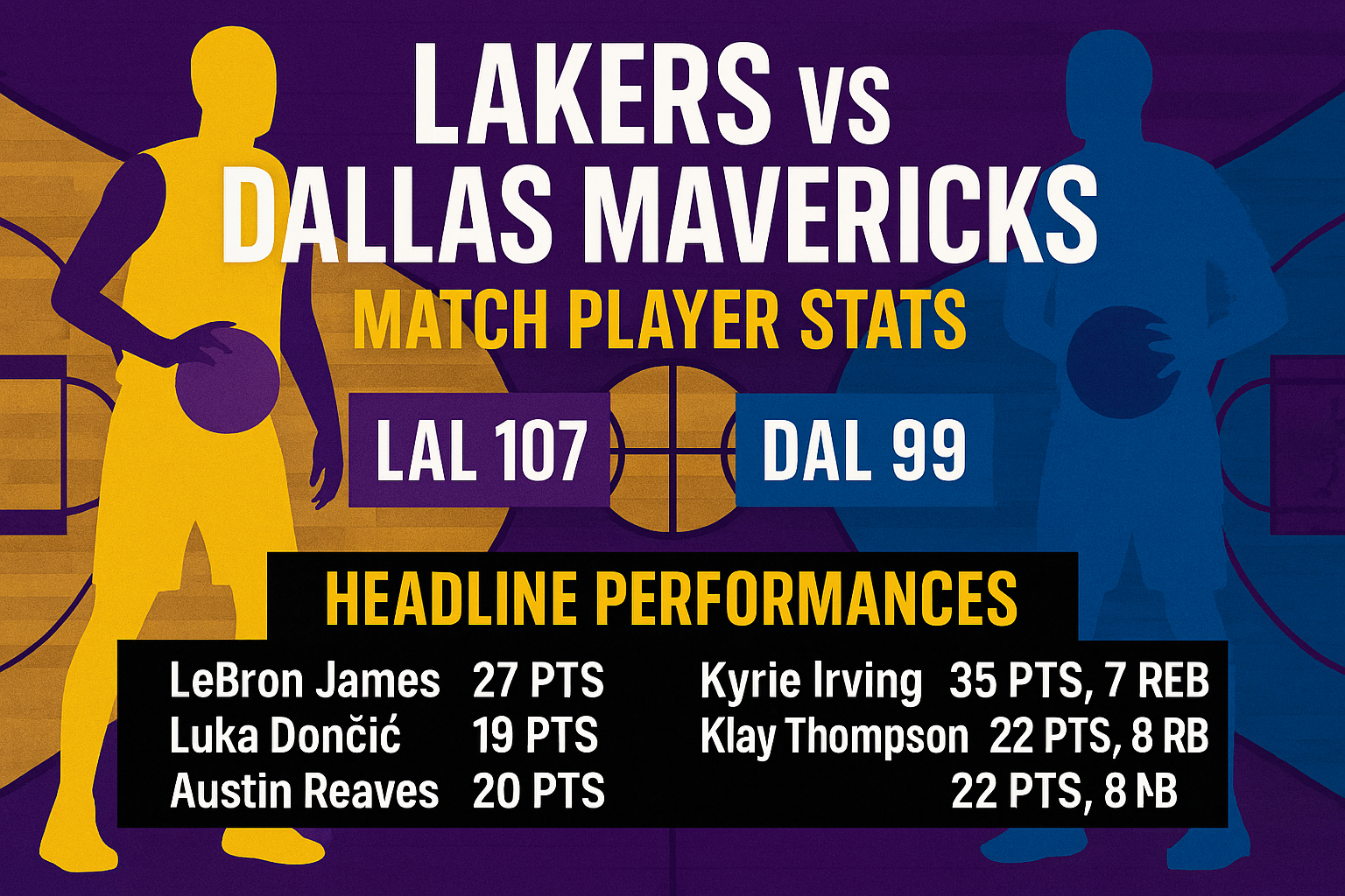 Lakers vs Dallas Mavericks Match Player Stats